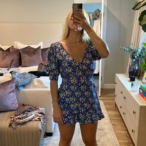 For love and lemons blue romper size medium